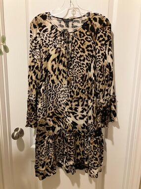 Banana Republic Animal Print Mini Dress in Brown and Black